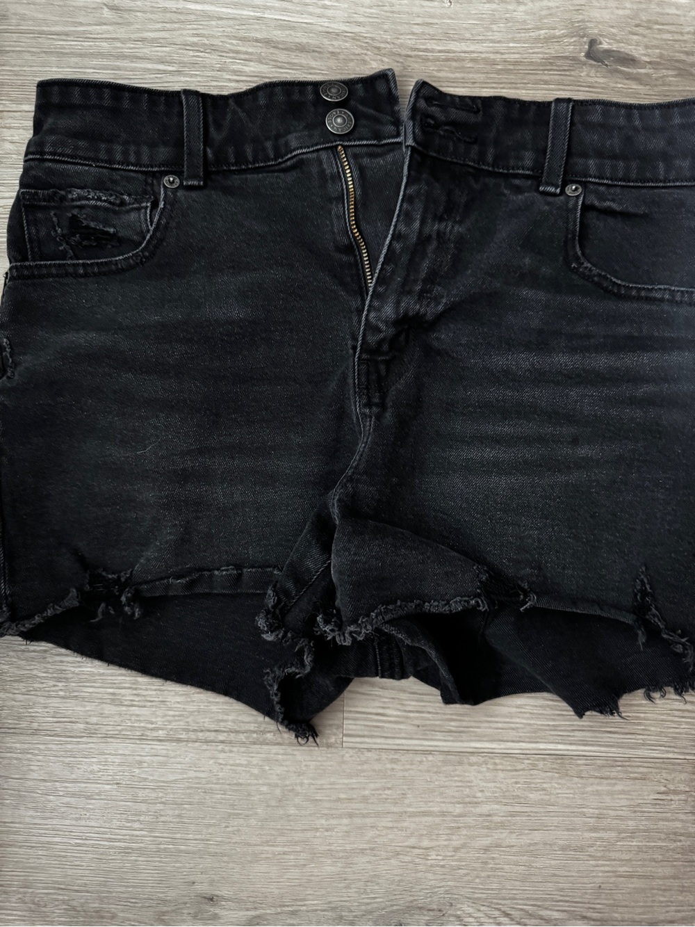 American Eagle Black Washed Denim Cutoff Shorts